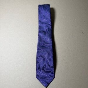 Venturi Uomo Necktie Pleated Neck Tie Purple Swirl Wide Mens